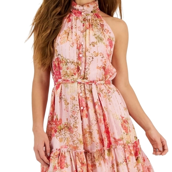 TAYLOR Women's Floral-Print Mock-Neck A-Line Dress 6 - Picture 5 of 10
